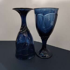 Elegant Blue Glass Goblet Set